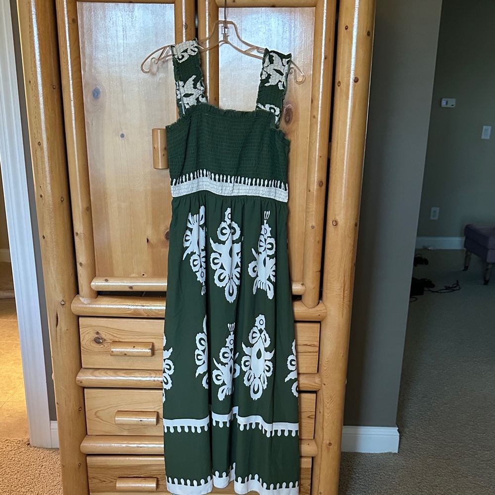 Green and White Maxi Dress